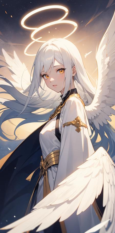 00014-232160-1437418097-illustration,heaven background, 1girl, white hair, golden eyes, long hair, halo, angel wings, serene expression, looking at view.png